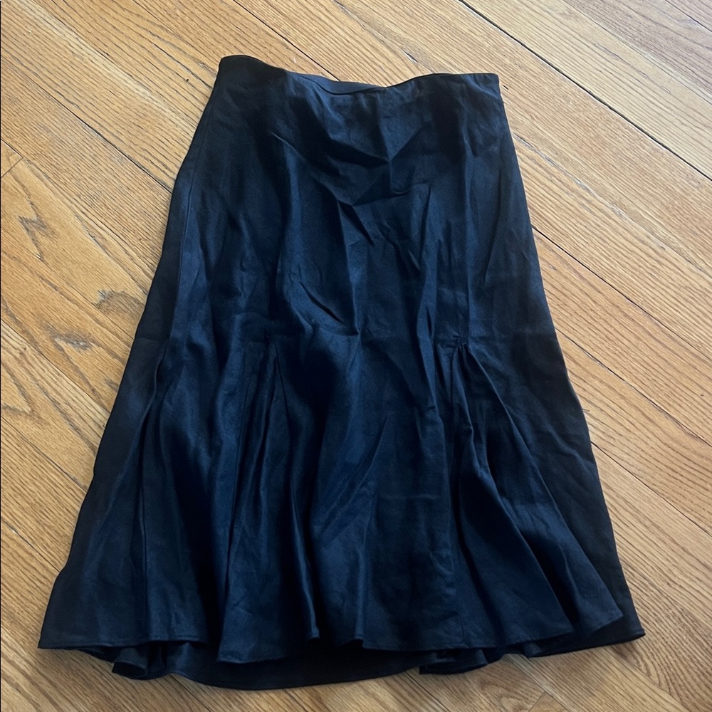 J. CREW size small Elegant Black Linen Women's Skirt with ruffled hem